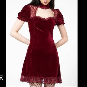 Killstar Julienne Velvet Keyhole Dress (Blood)